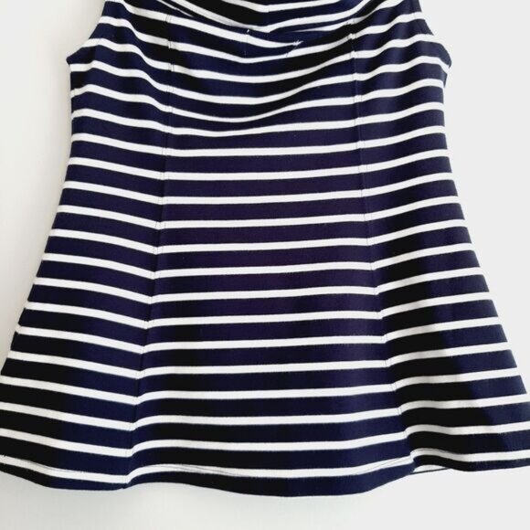MAEVE Anthropologie Structured Off-The-Shoulder Top Blue & White Sz S Flawed - Picture 12 of 16